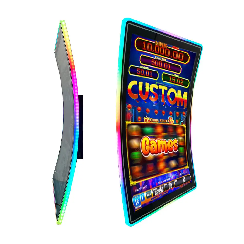 Monitor de jogos com tela multitoque RGB, monitor de tela curva LCD ips de 24 32 43 49 polegadas para uso industrial/propaganda/jogos