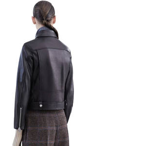 2020 nuove Donne di Modo Autunno Inverno Nero Faux Giacche In <span class=keywords><strong>Pelle</strong></span> Zipper Cappotto Di Base Turn-giù il Collare <span class=keywords><strong>Giacca</strong></span> Biker R0733 - Product Image 3