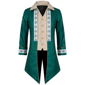 Veste de costume de pirate Renaissance verte, style steampunk gothique victorien, pour <span class=keywords><strong>homme</strong></span>, pour Halloween, carnaval, cosplay - Product Image 1