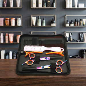 Kit de coiffure professionnel 4 pièces avec ciseaux à effiler et peigne pour usage en salon de coiffure - Product Image 4