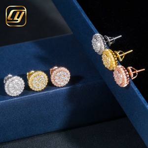 Pendientes de Lujo con Moissanita Chapados en Oro Rosa de 18K, Corte Brillante Redondo, Microincrustaciones, Unisex, para Uso Diario - Product Image 6