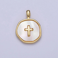Pendentif croix en laiton en gros avec incrustation de nacre naturelle et de coquille d'ormeau, pendentif de bijoux personnalisé