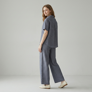 Conjunto Casual <span class=keywords><strong>de</strong></span> <span class=keywords><strong>Dos</strong></span> <span class=keywords><strong>Piezas</strong></span> <span class=keywords><strong>para</strong></span> Mujer, Transpirable, Camisa <span class=keywords><strong>de</strong></span> Color Sólido y Pantalones Anchos, Elegante Traje <span class=keywords><strong>de</strong></span> Verano <span class=keywords><strong>para</strong></span> el Día a Día - Product Image 5