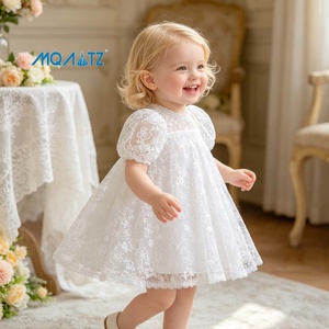 MQATZ <span class=keywords><strong>Vestito</strong></span> da Battesimo per <span class=keywords><strong>Neonata</strong></span>, <span class=keywords><strong>Bianco</strong></span>, con Halter 3D e Strati in Taffetà, Lunghezza al Ginocchio, Modello AL3131XZ - Product Image 2