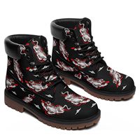 Sepatu Bot Hitam Motif Harimau Trendi Musim Dingin Grosir Kustom Pria Wanita Berkualitas Tinggi Nyaman Bernapas Anti-Selip Setengah Tinggi