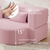 Sofá Moderno de 2 Plazas Color Rosa, Sofá Convertible de Tela Tipo Nube, Sofá Lounge para Sala de Estar