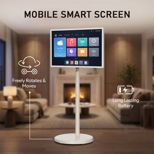 Televisor Inteligente Android LED Blanco de 32 Pulgadas con Pantalla Táctil, 1080P HD, WiFi, con Soporte Rodante Recargable para el Hogar, Gimnasio y Cocina - Product Image 3