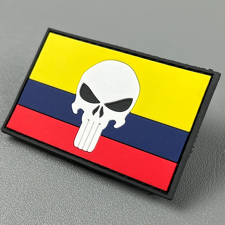 3D PVC caucho silicona Colombia bandera con gancho parche Bandera Nacional parches