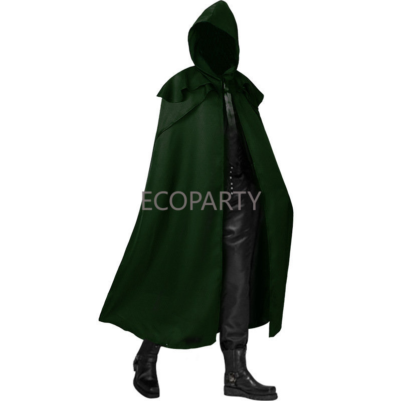 Heren Middeleeuwse Cape Met Capuchon – Afneembaar, Effen Gesp, Gothic/vampier/duivel Kostuum – Perfect Voor Halloween, Cosplay En Feesten – Ruime Pasvorm, Meerdere Maten Beschikbaar