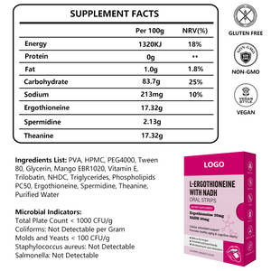 OEM/ODM Tiras Orales de L-ergotioneína Rainbow Candy para Blanquear la Piel, Antienvejecimiento, Suplemento Iluminador de Marca Privada de Alta Calidad - Product Image 2