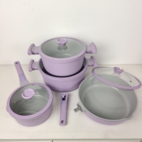 Ensemble de casseroles et poêles en céramique antiadhésive de luxe SANLANG violet, revêtement durable, aluminium moulé sous pression, sans PFAS