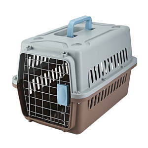 <span class=keywords><strong>Cage</strong></span> de transport portable de luxe pour chat et chien, approuvée par les compagnies aériennes, durable, carrée, pour les voyages, fermeture à bouton, en plastique et métal - Product Image 1