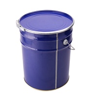 Seau vide en métal chimique de couleur bleue de 20 litres et 5 gallons avec couvercle et poignée