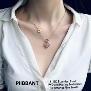 สร้อยคอจี้รูปหัวใจ สแตนเลสสตีล 316L ชุบทอง PVD ทนทาน เป็นมิตรต่อสิ่งแวดล้อม เครื่องประดับคุณภาพสูง - Product Image 2