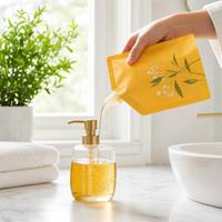 Pochettes Doypack personnalisées imprimées de 500 ml et 1 L avec bec verseur pour savon liquide, détergent, recharge, résistantes aux produits chimiques