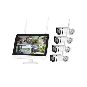 צג LCD 12 אינץ' nvr ערכת מצלמת wifi 4ch 1080p מערכת cctv אלחוטית