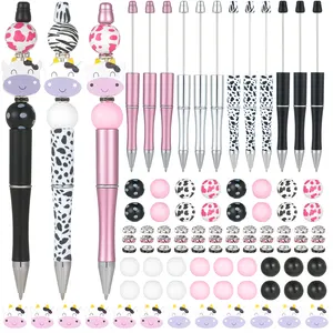 Promotional DIY Add Bead Pens Handcraft Decorative Plastic Ballpoint Beadable Pens