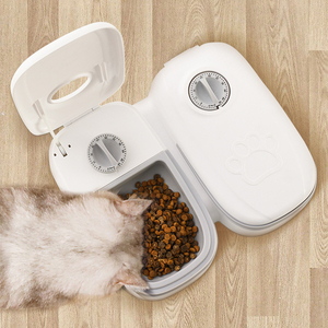 Bunnyhi Wsq003 Thời gian bữa ăn khẩu phần khô và ướt thực phẩm đôi bữa ăn tách Pet bát dễ dàng làm sạch chó mèo thông minh vật nuôi trung chuyển - Product Image 5