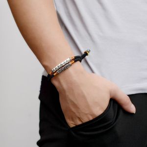 <span class=keywords><strong>Bracciale</strong></span> Intrecciato a Mano per Uomo in <span class=keywords><strong>Argento</strong></span> Sterling 999 <span class=keywords><strong>con</strong></span> <span class=keywords><strong>Incisione</strong></span> Om Mani Padme Hum, Charm Pieghevole a Doppio Strato, Catena Portafortuna - Product Image 3