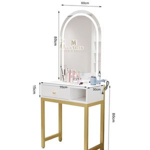 Soporte de espejo para salón de belleza, soporte de mesa para espejo de cuidado capilar, soporte de herramientas integrado, tocador de dormitorio con espejo - Product Image 5