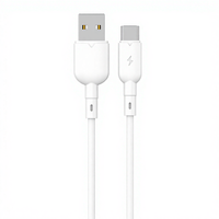 Cable de Datos USB Tipo-C de Fábrica, 2A, Carga Rápida, con Malla de Protección, Color Blanco, para Teléfono Móvil, Computadora, Cámara y Banco de Energía, 1.2m