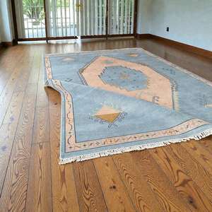 Nouveau tapis en laine noué à la main bleu pastel - Fait à la main pour la chambre à coucher, le salon, la salle à manger et le bureau - Product Image 2