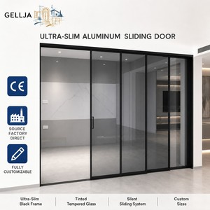 Sistema di Porte Scorrevoli per Patio dal Design Moderno per Esterni a Filo Muro in Lega di Alluminio con Doppio Vetro Temperato Impermeabile per Cucina - Product Image 2