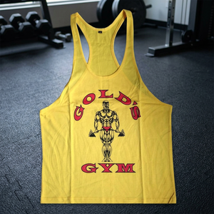 Camisetas y Chalecos Deportivos Dorados para Hombre, 100% Algodón, Transpirables, Ropa Deportiva Informal, Camisetas de Tirantes Personalizadas para Fisicoculturismo, Venta al Por Mayor a Precios Bajos - Product Image 2