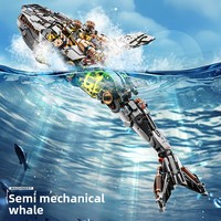 Bloques de Construcción Semimecánicos de Ballena MJI 13059, Modelo MOC de Vida Marina de 1388 Piezas con Soporte y Luz, Ladrillos de Ensamblaje DIY con Articulaciones Móviles