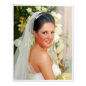 Peintures <span class=keywords><strong>sur</strong></span> <span class=keywords><strong>toile</strong></span> peintes à la main par des artistes professionnels, portraits personnalisés à l'huile à partir de photos pour cadeaux de mariage - Product Image 2