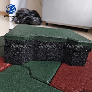 Karet Premium batu bata interlock untuk kuda stabil lantai kios lorong Gang tahan lama peredam kejut karet Eco - Product Image 4