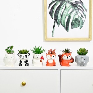 Vasi <span class=keywords><strong>in</strong></span> Ceramica per Piante Grasse a Forma di Animali Cartoon Carini con Foro di Drenaggio - Design Ecologico per <span class=keywords><strong>Giardino</strong></span> da Scrivania - Product Image 2