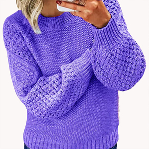 Suéter Cálido y Grueso de Nueva Llegada, Versátil, de Color Sólido, Prenda Exterior, Suéter de Punto, Top de Punto para Mujer, Diseño de Nicho - Product Image 3