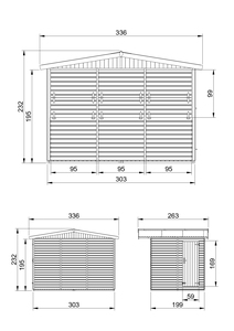 Étal de marché en bois 263x336 x H232 cm, 6.03m 2-Kiosque pour événements en plein air, facile à assembler et à démonter M150A - Product Image 5