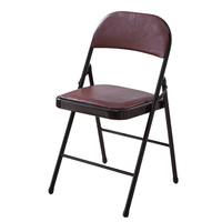 Chaise pliante en cuir de haute qualité, chaise de conférence marron, chaise gain de place