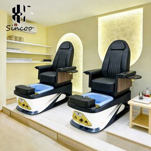 Sillón de Pedicura de Lujo de Alta Gama con Luz LED Eléctrica, Material de Vidrio, Masaje Multifuncional para Salón de Uñas - Product Image 1