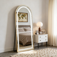 Miroir LED moderne sur mesure avec cadre en aluminium, miroir sur pied à pleine longueur avec commande tactile intelligente pour chambre à coucher