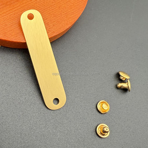 Plaque d'identification en laiton massif avec deux trous et rivets de fixation assortis - Product Image 6