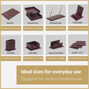 Regalo Business personalizzato bordeaux in pelle sintetica 10 pezzi <span class=keywords><strong>Set</strong></span> di <span class=keywords><strong>Organizer</strong></span> da scrivania forniture per ufficio accessori Desktop <span class=keywords><strong>Set</strong></span> - Product Image 5