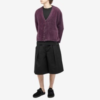 Vente en gros d'usine Cardigan court en tricot de fausse fourrure mohair violet à manches longues personnalisé pour hommes