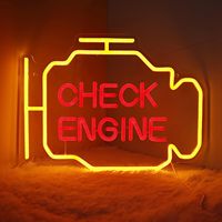 Check Engine Neon Sign Garage Decor, Check Light LED Garage Sign Car Sign for Wall Decor, Custom Neon Signs
