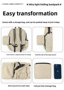 Sac à dos pliable ultraléger, imperméable, pliable, pour voyages, <span class=keywords><strong>randonnée</strong></span>, camping, hommes et femmes - Product Image 6