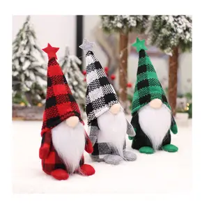 Kreative Weihnachten schwarz weiß kariert Förster Puppe Ornament bärtig gesichtslos alten Mann niedlichen Weihnachts dekoration Lieferungen