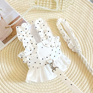 Strict Selection <b>Small</b> Dog Bear <b>Teddy</b> Pet Chest Strap Summer Out Vest Non-Retractable Traction Rope with Polka Dot Pattern - Product Image 3