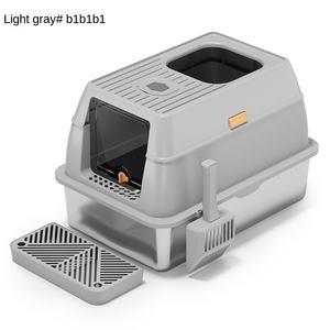 Caixa de Areia para Gatos Grande e Fechada em Metal Plástico Aço Inoxidável Modelo Fechado Suprimentos para Animais de Estimação - Product Image 5