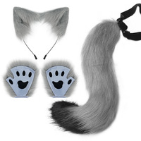 Ensemble de costumes d'Halloween pour enfants POWER, comprenant des griffes d'animaux, des oreilles de renard en peluche simulées, des bandeaux, des queues d'animaux pour les fêtes