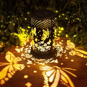 Hot Selling Quality Retro Metal LED Hanging <b>Light</b> Waterproof Garden Ornament Power Supply Hollow Pattern Outdoor Night <b>Light</b> - Product Image 4