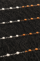 Tissu Jacquard Tricoté à Points Linéaires Brodés Noir, 100% Polyester, pour Manteaux et Vêtements d'Extérieur Tendance