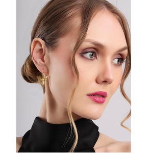 Gold Tone <b>Bee</b> Drop Earrings Honeybee Motif Elegant Lightweight Nature Inspired Fashion Jewelry Women - Product Image 1