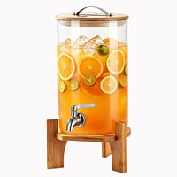 Distributeur de boissons en gros, récipient en verre borosilicate pour jus, eau, céréales, grand pot à boisson froide avec robinet et support